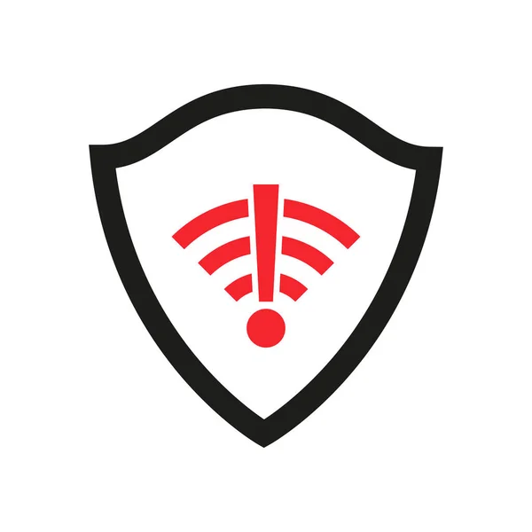 Shield Wifi Red Icon Protect Sign Wifi Signal Vector Isolated — стоковый вектор