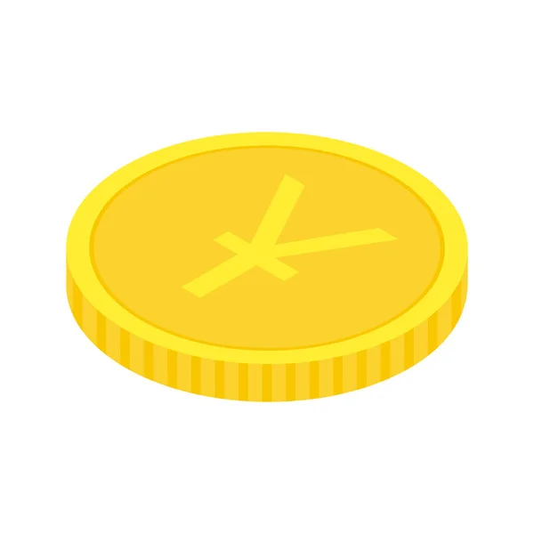 Gouden Yen Munt Isometrische Gouden Geld Icoon Chinees Yuan Symbool — Stockvector