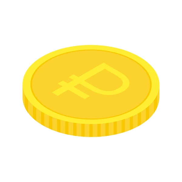 Gold Ruble Coin Isometric Golden Money Icon Wealth Symbol Vector — 스톡 벡터