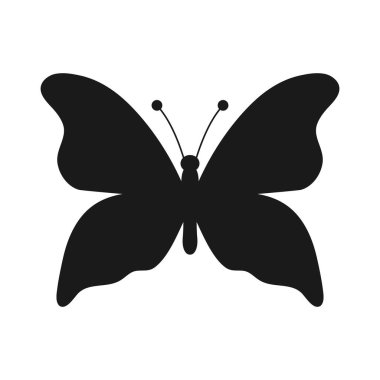 Kelebek silueti. Kelebek şeklinde. Vektör illüstrasyonu beyazda izole edildi.