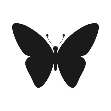 Kelebek silueti. Kelebek şeklinde. Vektör illüstrasyonu beyazda izole edildi.