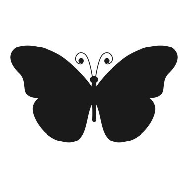 Kelebek silueti. Kelebek şeklinde. Vektör illüstrasyonu beyazda izole edildi.