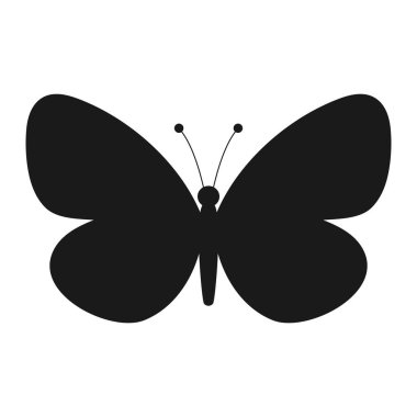 Kelebek silueti. Kelebek şeklinde. Vektör illüstrasyonu beyazda izole edildi.