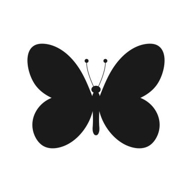 Kelebek silueti. Kelebek şeklinde. Vektör illüstrasyonu beyazda izole edildi.