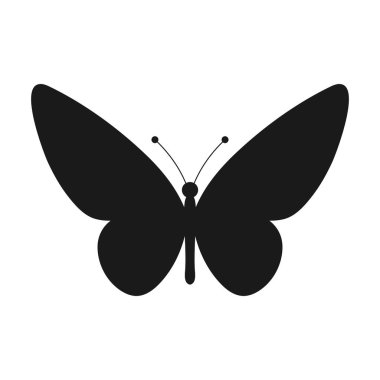 Kelebek silueti. Kelebek şeklinde. Vektör illüstrasyonu beyazda izole edildi.