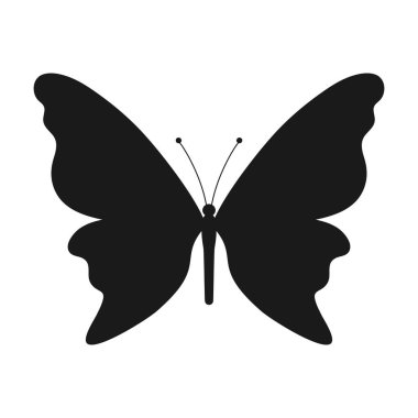 Kelebek silueti. Kelebek şeklinde. Vektör illüstrasyonu beyazda izole edildi.