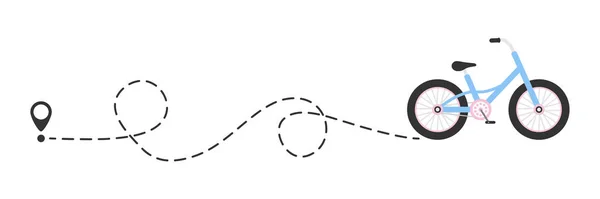 Başlangıç Noktasında Sevimli Renkli Bir Bisiklet Çizgi Üzerinde Renkli Çocuk — Stok Vektör