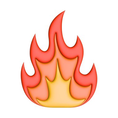 Fire flame 3D icon. Illustration isolated on white.