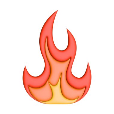Fire flame 3D icon. Illustration isolated on white.