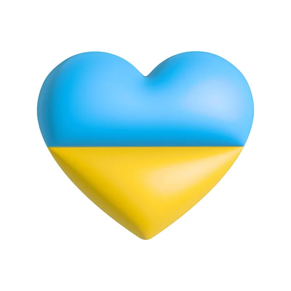 Heart Shape Heart Ukrainian Flag Color Illustration Isolated White — Stockfoto