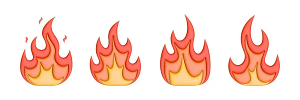Incendio Fiamma Icona Impostata Gruppo Simboli Rendering Palla Fuoco Illustrazione — Foto Stock