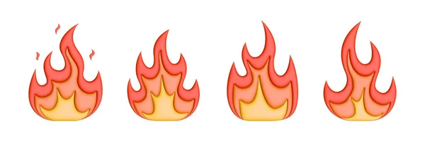 Fire Flame Icon Set Fireball Render Symbol Group Illustration Isolated — 图库照片