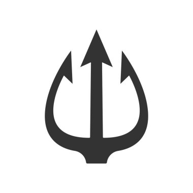 Mızrak ikonu. Mızrak Neptün silahı. Poseidon siyah sembolü. Vektör beyazda izole edildi.