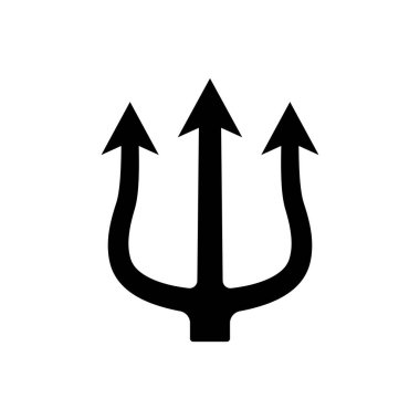 Mızrak ikonu. Mızrak Neptün silahı. Poseidon siyah sembolü. Vektör beyazda izole edildi.