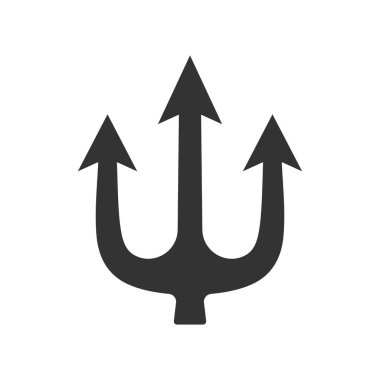 Trident icon. Trident Neptune weapon. Poseidon black symbol. Vector isolated on white.