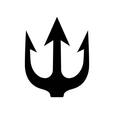 Mızrak ikonu. Mızrak Neptün silahı. Poseidon siyah sembolü. Vektör beyazda izole edildi.