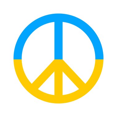 Ukrayna bayrağı renginde barış işareti. Vektör beyazda izole edildi.