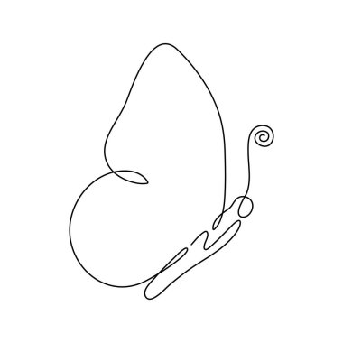 Kelebek sürekli uçan çizim çizimi. Bir sıra tereyağı sineği. Vektör beyazda izole edildi.