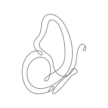 Kelebek sürekli uçan çizim çizimi. Bir sıra tereyağı sineği. Vektör beyazda izole edildi.