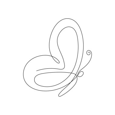 Kelebek sürekli uçan çizim çizimi. Bir sıra tereyağı sineği. Vektör beyazda izole edildi.