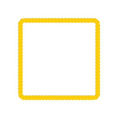İp kare çerçeve. Dekorasyon için sarı ip. Vektör beyazda izole edildi.