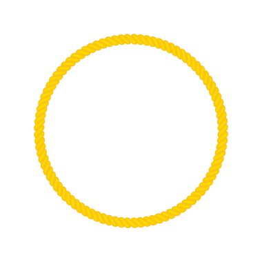 Yuvarlak halat iskeleti. Süsleme için yuvarlak sarı ip. Vektör beyazda izole edildi.