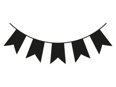 Bunting black silhouette. Party garlands shape. Birthday elements decoration. Vector isolated on white.