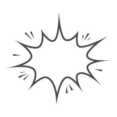 Patlama şeklindeki çizgi roman. Boş konuşma balonu sembolü. El çizimi wow işareti. Vektör beyazda izole edildi.