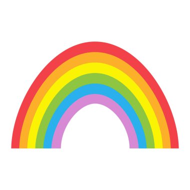 Gökkuşağı. Renkli gökkuşağı simgesi. Vektör illüstrasyonu beyazda izole edildi.