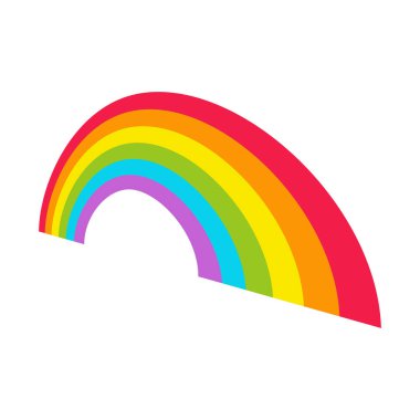 Gökkuşağı. Renkli gökkuşağı simgesi. Vektör illüstrasyonu beyazda izole edildi.