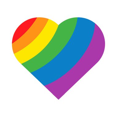 Rainbow heart shape. Colorful rainbow love symbol. LGBT concept. Vector illustration isolated on white.