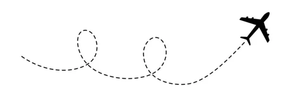 Flugbahn Symbol Flugroute Mit Linienführung Vektor Illustration Isoliert Auf Weißem — Stockvektor