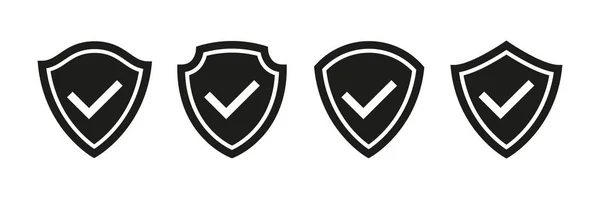 Shield Icon Check Mark Set Verified Guard Symbol Collection Protection — Stockvektor