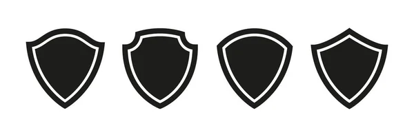 Shield Set Guard Black Symbols Security Protector Sign Collection Vector — Stockvektor