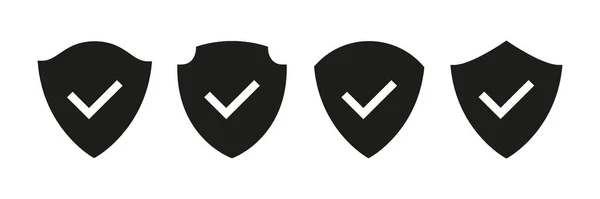 Shield Icon Check Mark Set Verified Guard Symbol Collection Protection — Stockvektor