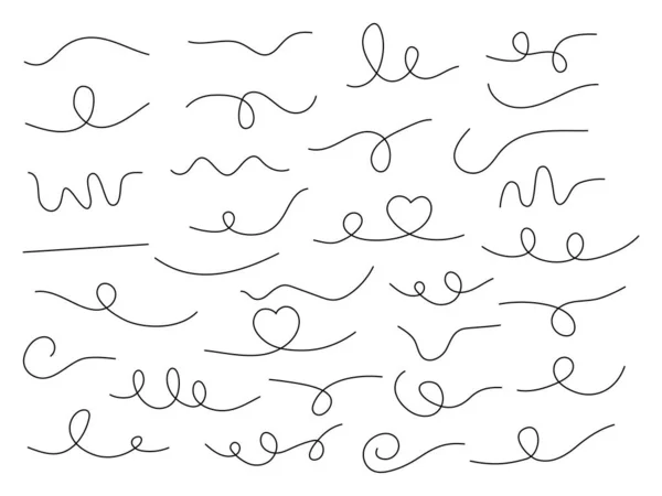 Hand Drawn Lines Collection Doodle Mark Linear Different Elements Set — Archivo Imágenes Vectoriales