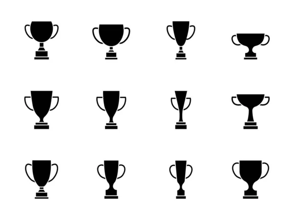 Έτοιμο Κύπελλο Κερδίζοντας Ποτήρια Συλλογή Σιλουέτας Σύμβολα Νίκης Εικονογράφηση Διανύσματος — Διανυσματικό Αρχείο