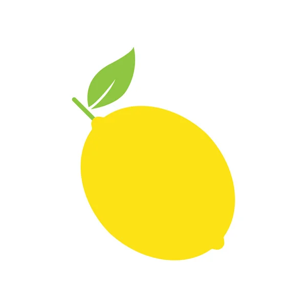 Lemon Fruit Yellow Flat Citrus Lemonade Ingredient Vector Isolated White — Stockvektor