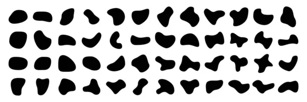 Blob Shapes Set Abstract Liquid Black Elements Collection Inkblot Symbols — Stockvektor