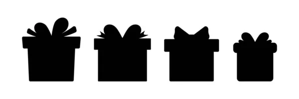 Geschenkdoos Set Presenteert Zwarte Vorm Collectie Vector Geïsoleerd Wit — Stockvector