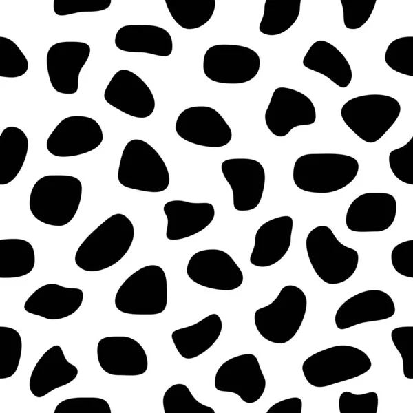 Animal Skin Black Shapes Seamless Pattern Cow Skin Wallpaper Hand —  Vetores de Stock