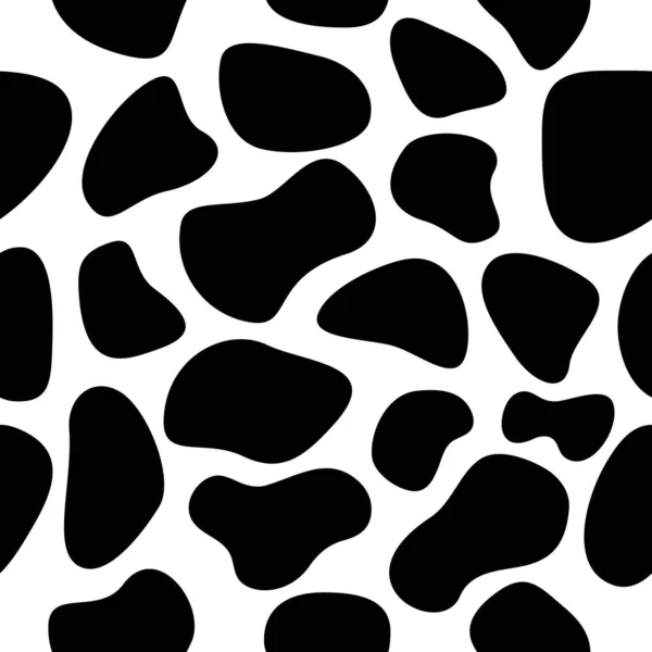 Animal Skin Black Shapes Seamless Pattern Cow Skin Wallpaper Hand — ストックベクタ