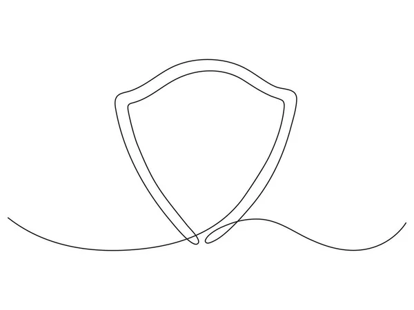 Shield Continuous Line Art Protect Linear Symbol Guard Drawing Sign — Vector de stock