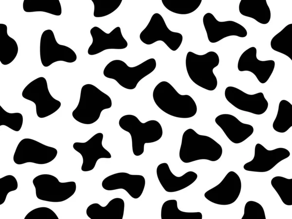 Abstract Random Black Shapes Seamless Pattern Cow Animal Skin Wallpaper — ストックベクタ