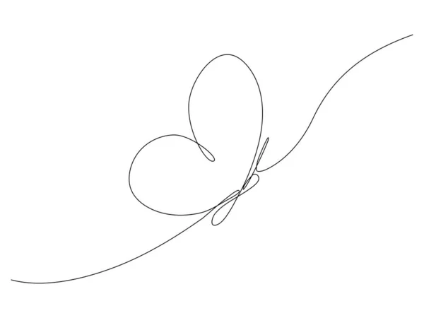 Butterfly Flying Continuous Line Art Drawing One Line Butter Fly — Wektor stockowy