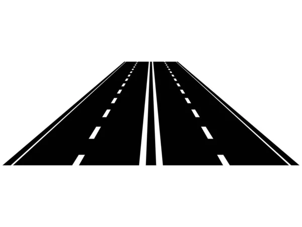 Straight Asphalt Road Roadway Trip Symbol Perspective Highway Traffic Vertical — Stock vektor