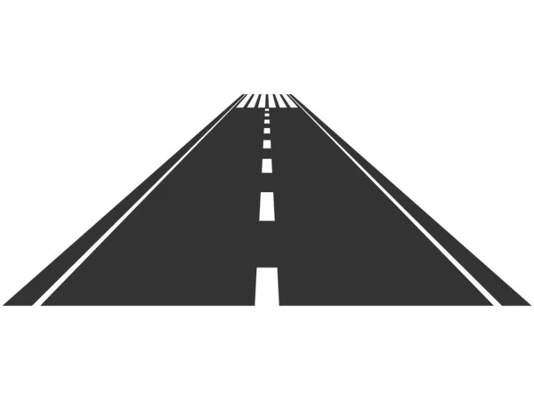 Straight Asphalt Road Roadway Trip Symbol Perspective Highway Traffic Vertical — Stock Vector