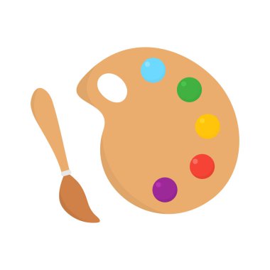 Paletli boya fırçası. Vektör beyazda izole edildi.