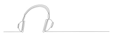 Kulaklıklar aralıksız sanat eseri. El çizimi müzik aleti sembolü. Vektör beyazda izole edildi.