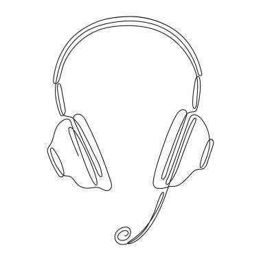 Kulaklıklar aralıksız sanat eseri. El çizimi müzik aleti sembolü. Vektör beyazda izole edildi.